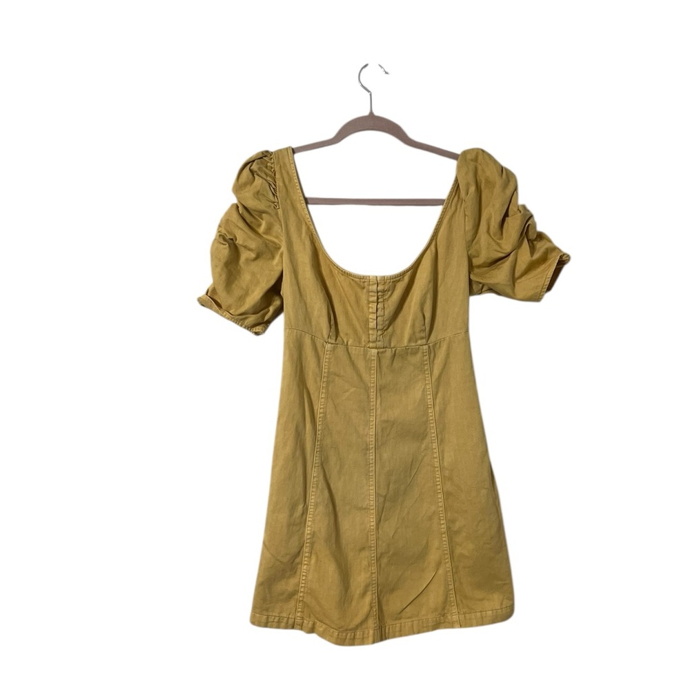 FREE PEOPLE Cheyenne Yellow Denim Mini Dress - Picture 3 of 7